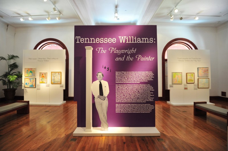 A view of Tennessee Williams: The Playwright and the Painter, as the exhibit appeared at the Custom House Museum in 2014.