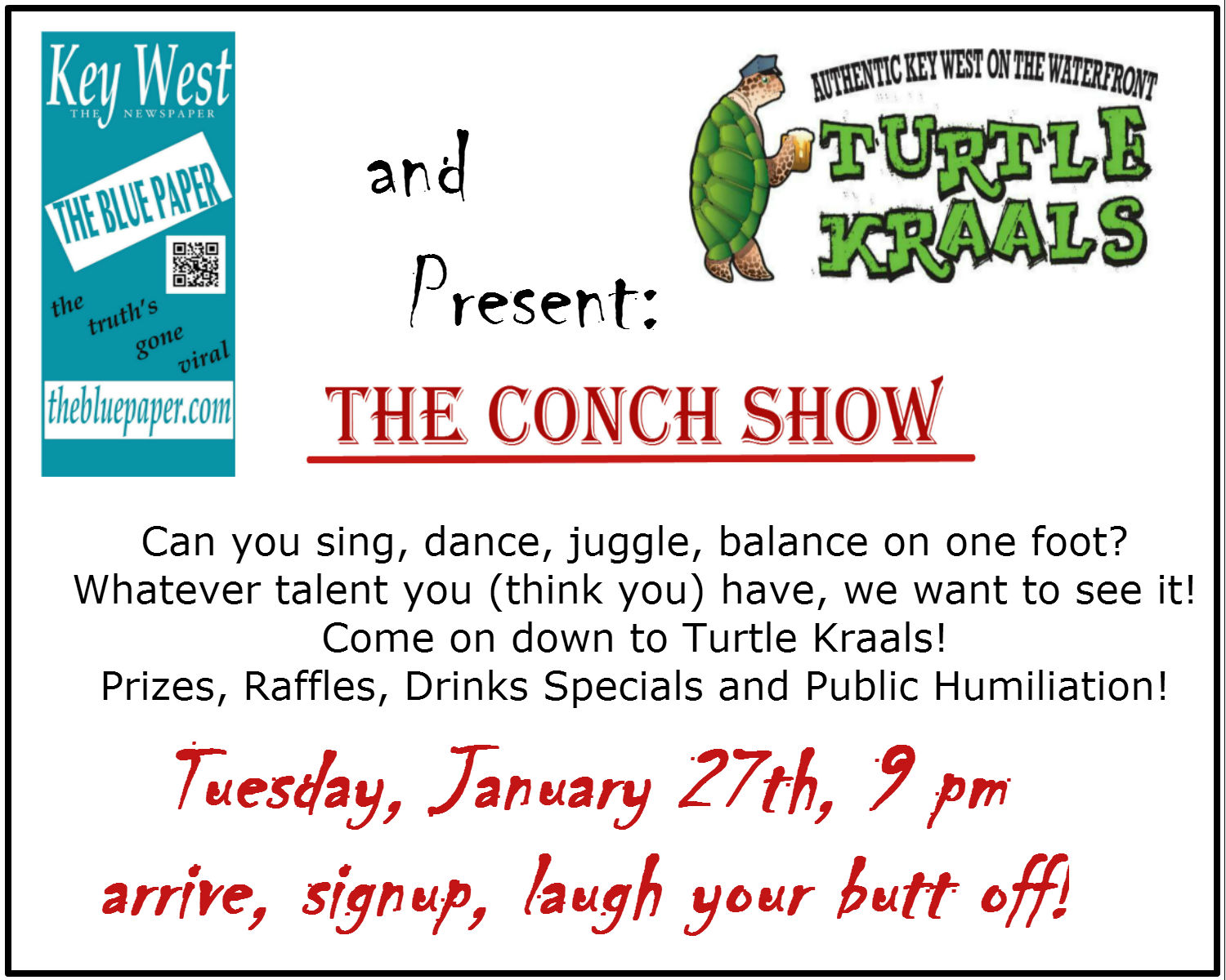 THE CONCH SHOW, JANUARY 27TH 9 PM