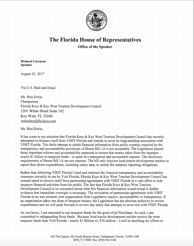 Monroe County’s TDC and 11 Other Florida TDC’s Accused of Deliberately “Hiding From Transparency”